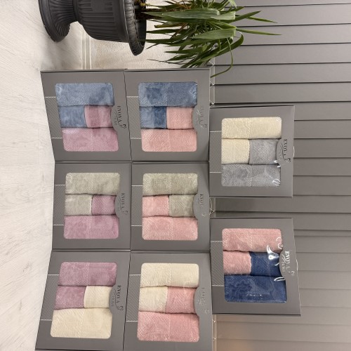 KISMİ KADİFE HAMAM TAKIMI ÇINAR DESEN %100 PAMUK 50-90 2 ADET+90-150 2 ADET